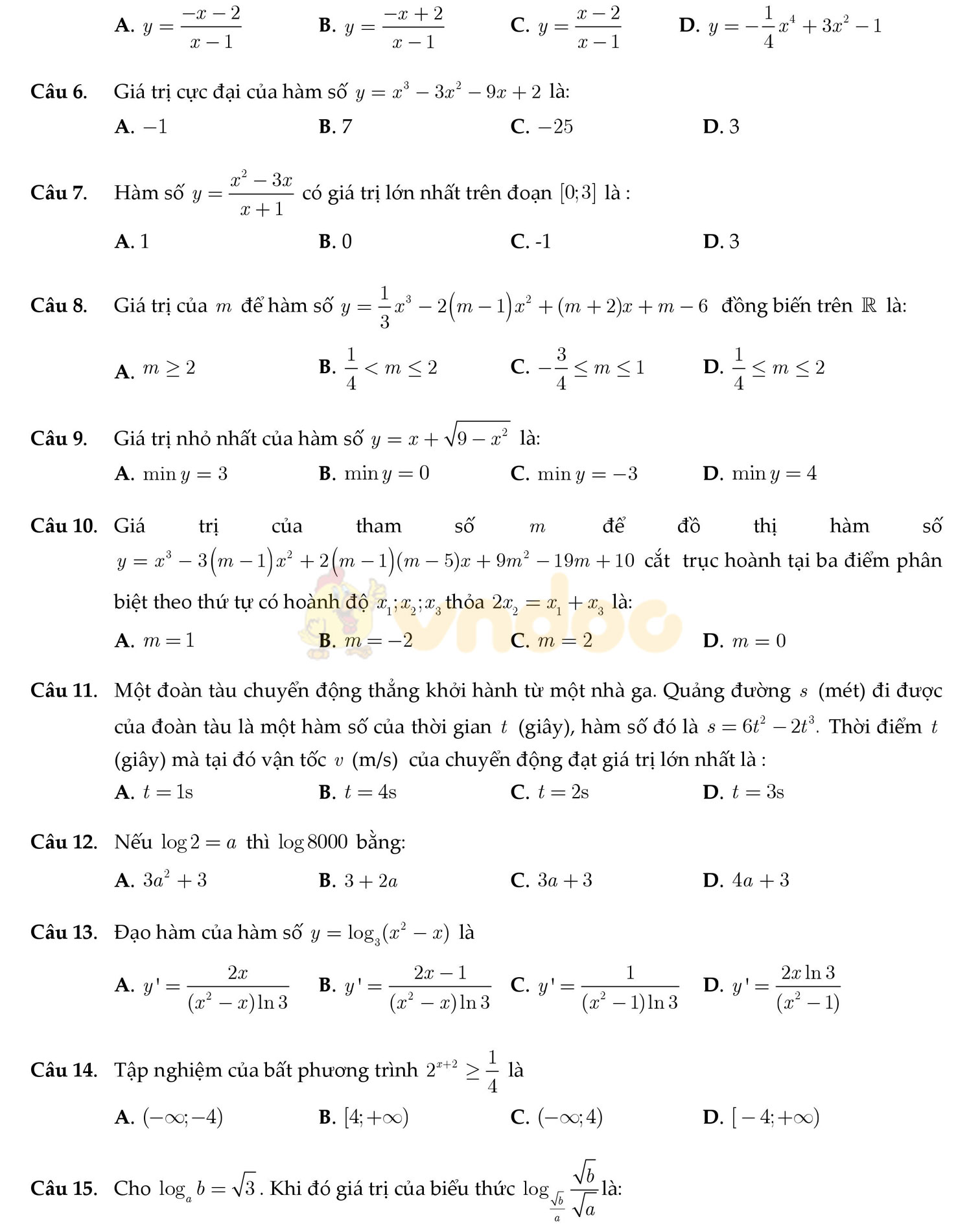 Đề thi thử THPT Quốc gia năm 2017 môn Toán