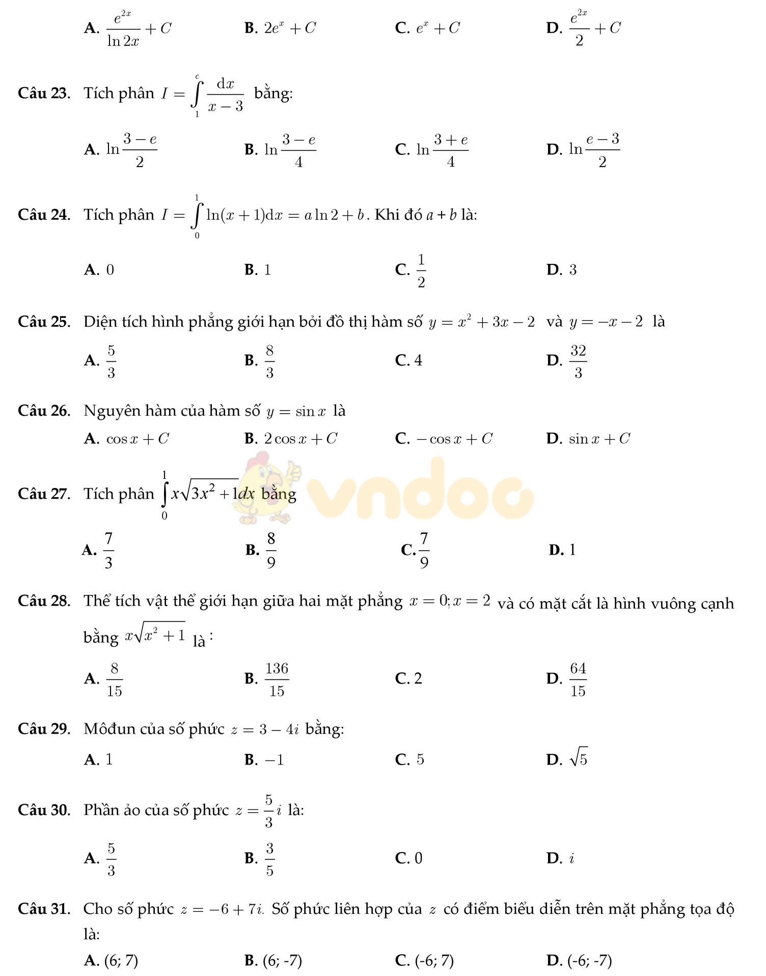 Đề thi thử THPT Quốc gia năm 2017 môn Toán