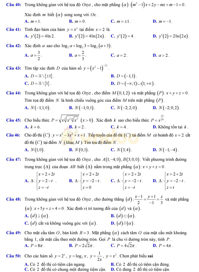 Đề thi thử THPT Quốc gia năm 2017 môn Toán Đề thi thử THPT Quốc gia năm 2017 môn Toán