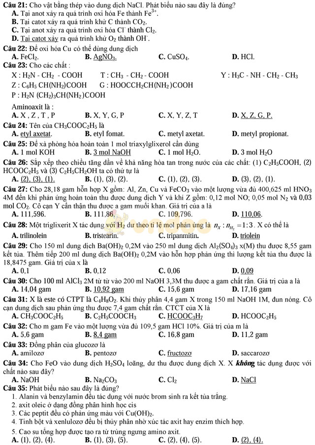 Đề thi thử THPT Quốc gia năm 2017 môn Hóa học có đáp án