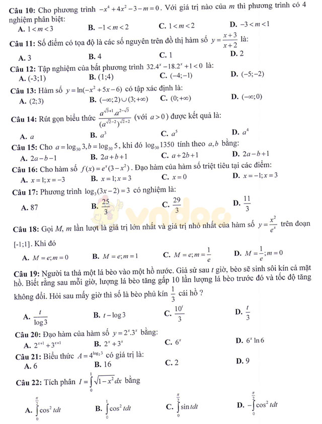 Đề thi thử THPT Quốc gia 2017 môn Toán
