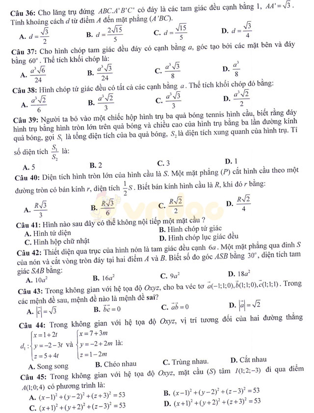 Đề thi thử THPT Quốc gia 2017 môn Toán