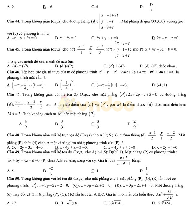 Đề thi thử THPT Quốc gia 2017 môn Toán