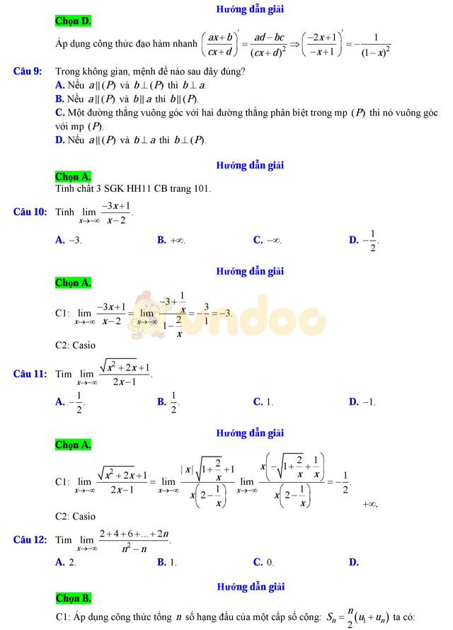 Đề thi học kì 2 lớp 11 môn Toán Đề thi học kì 2 lớp 11 môn Toán