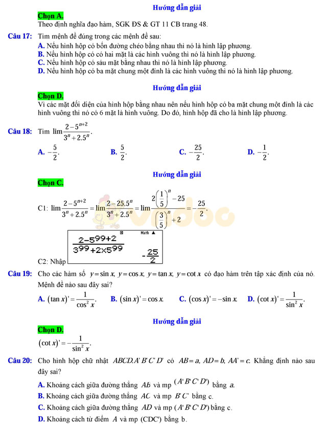 Đề thi học kì 2 lớp 11 môn Toán Đề thi học kì 2 lớp 11 môn Toán