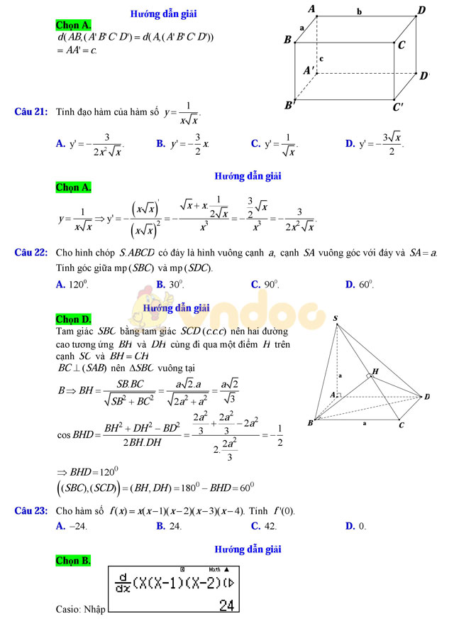 Đề thi học kì 2 lớp 11 môn Toán Đề thi học kì 2 lớp 11 môn Toán