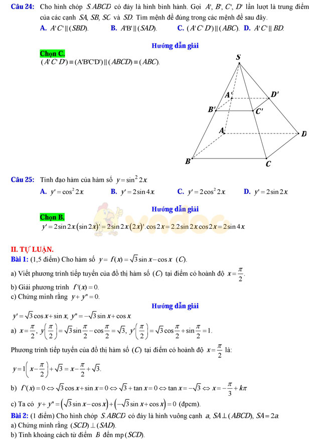 Đề thi học kì 2 lớp 11 môn Toán Đề thi học kì 2 lớp 11 môn Toán
