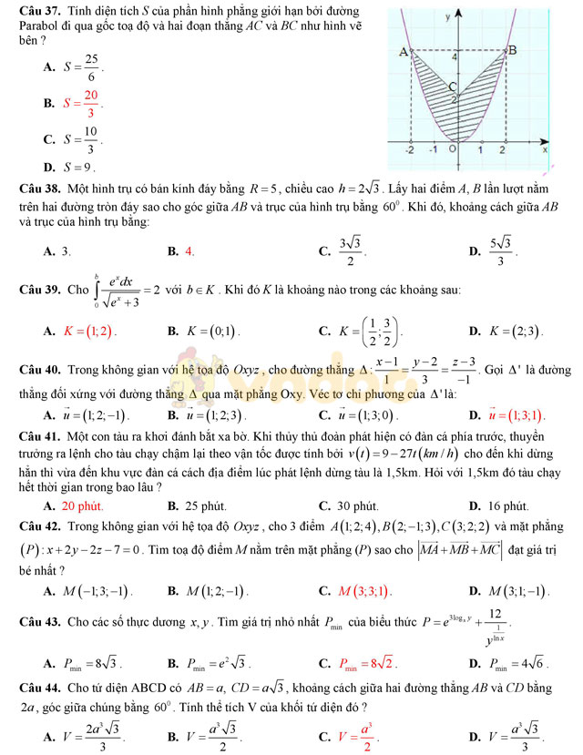 Đề thi thử THPT Quốc gia 2017 môn Toán