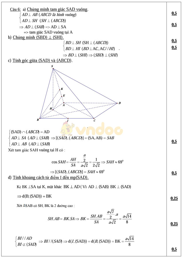 Đề thi học kì 2 môn Toán lớp 11 trường THPT Trần Hưng Đạo, TP Hồ Chí Minh năm học 2016 - 2017 Đề thi học kì 2 môn Toán lớp 11 có đáp án