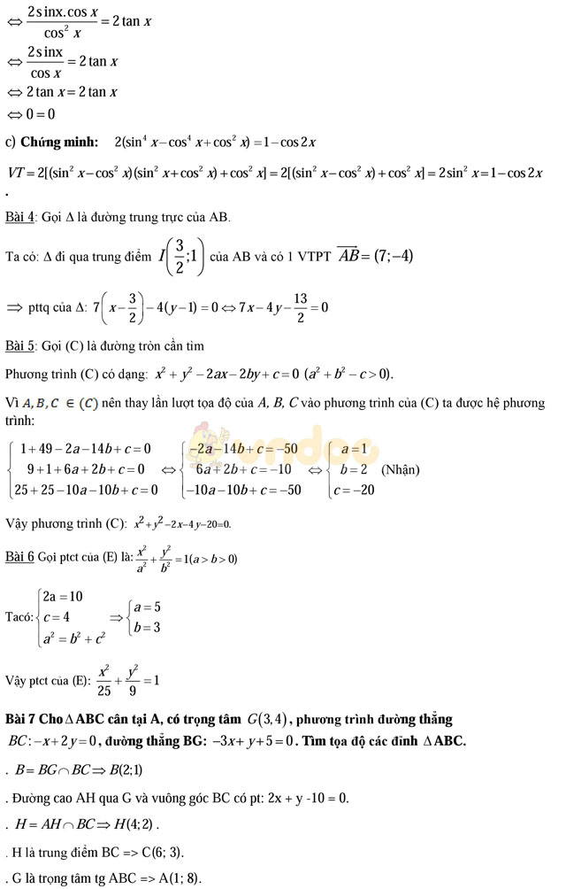 Đề thi học kì 2 môn Toán lớp 10 trường THPT Trần Hưng Đạo, TP Hồ Chí Minh năm học 2016 - 2017 Đề thi học kì 2 môn Toán lớp 10 có đáp án