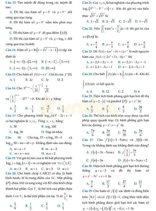Đề thi thử THPT Quốc gia năm 2017 môn Toán