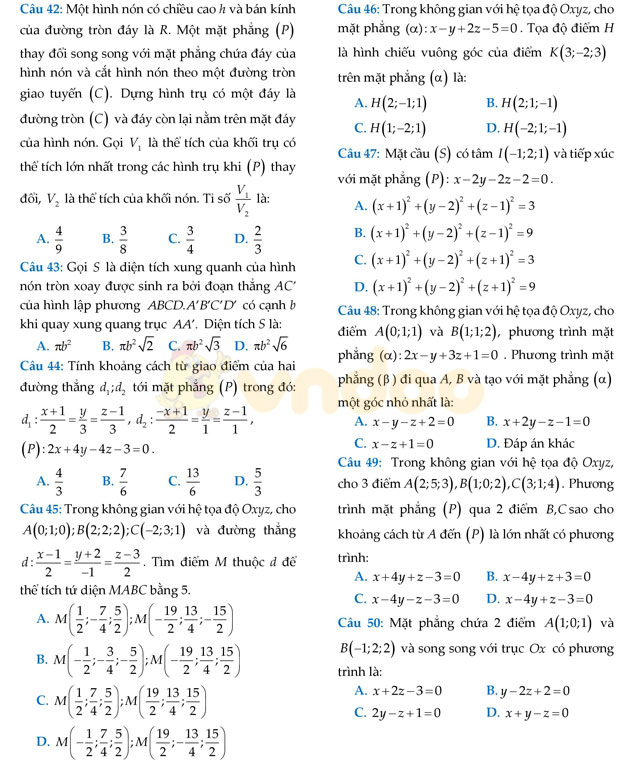 Đề thi thử THPT Quốc gia năm 2017 môn Toán
