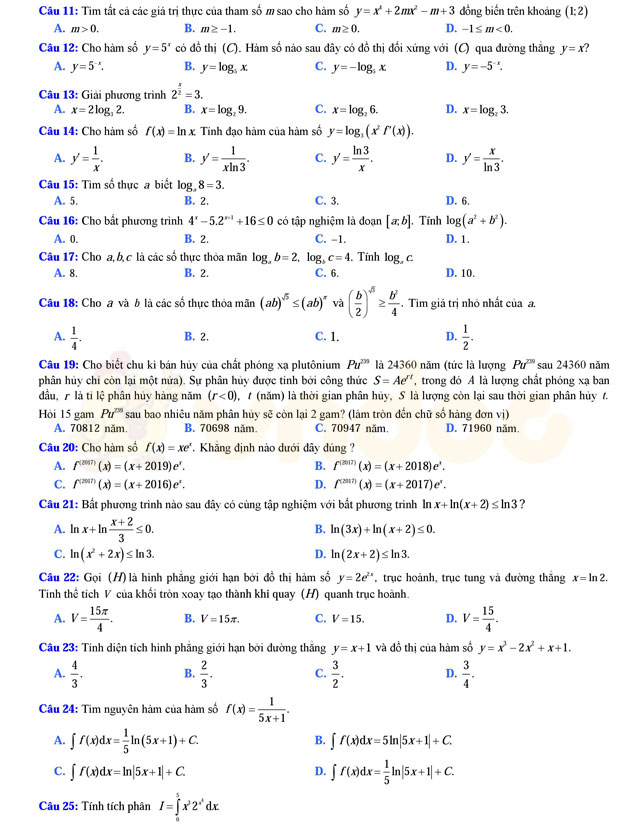 Đề thi thử THPT Quốc gia năm 2017 môn Toán 