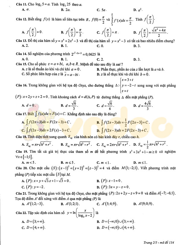 Đề thi thử THPT Quốc gia năm 2017 môn Toán