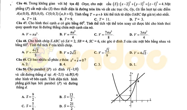 Đề thi thử THPT Quốc gia năm 2017 môn Toán