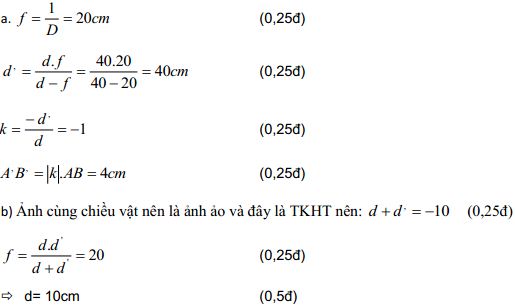 Đề thi học kì 2 môn Vật lý lớp 11 trường THPT Trần Hưng Đạo, TP Hồ Chí Minh năm học 2016 - 2017 Đề thi học kì 2 môn Vật lý lớp 11 có đáp án