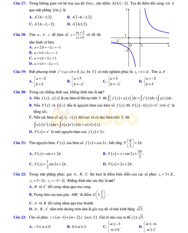 Đề thi thử THPT Quốc gia năm 2017 môn Toán 