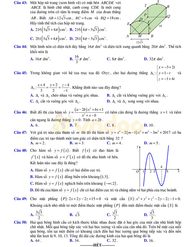 Đề thi thử THPT Quốc gia năm 2017 môn Toán 