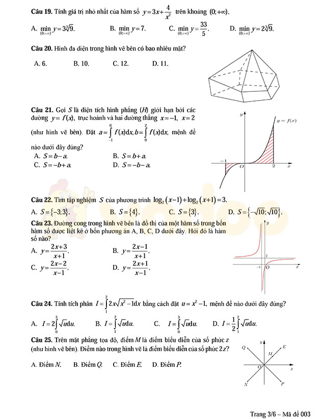 Đề thi minh họa môn Toán lần 3 Đề thi minh họa môn Toán lần 3