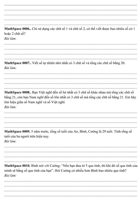 Bài toán tư duy lớp 2 1001 bài toán tư duy lớp 2