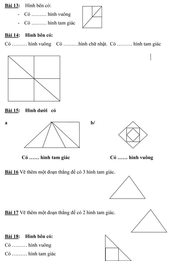 Bài Toán đếm hình lớp 1
