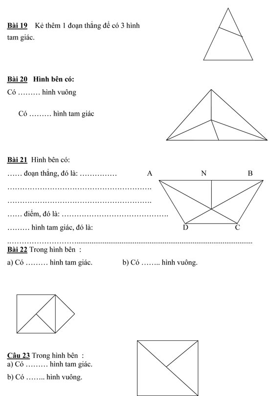 Bài Toán đếm hình lớp 1