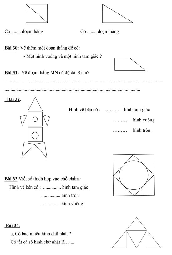 Bài Toán đếm hình lớp 1