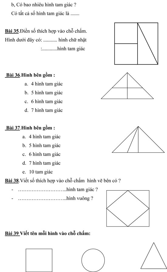 Bài Toán đếm hình lớp 1