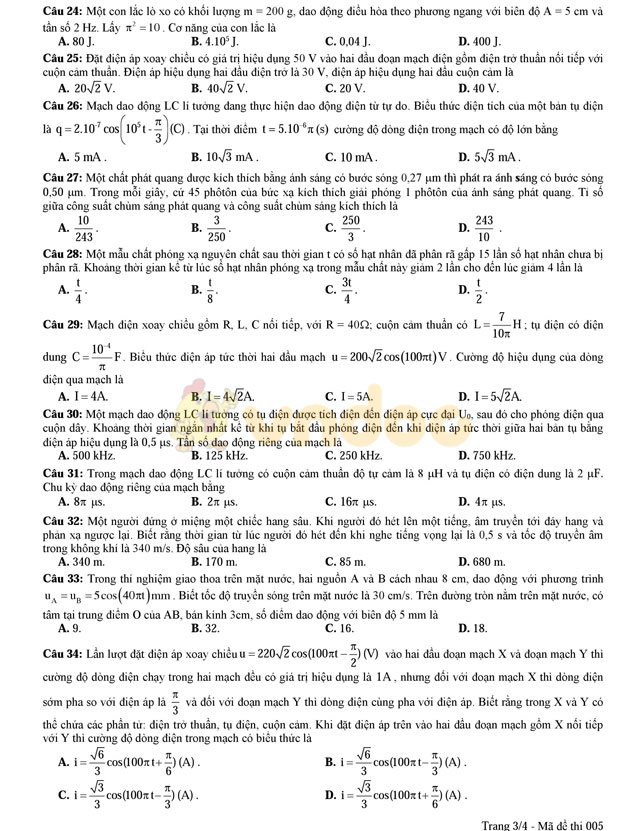 Đề thi thử THPT Quốc gia năm 2017 môn Vật lý