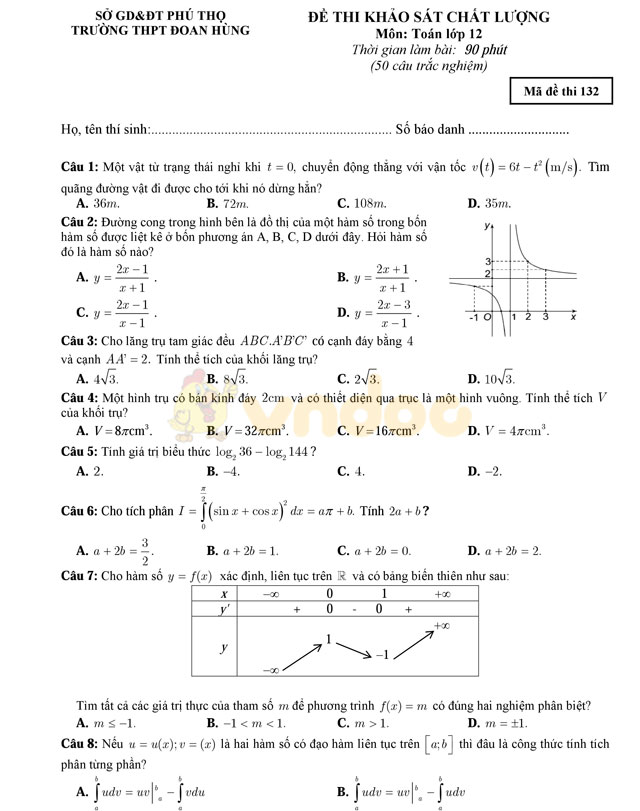 Đề thi thử THPT Quốc gia năm 2017 môn Toán