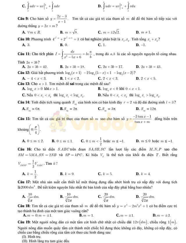 Đề thi thử THPT Quốc gia năm 2017 môn Toán