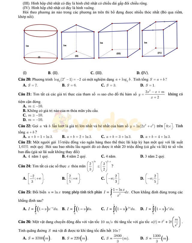 Đề thi thử THPT Quốc gia năm 2017 môn Toán