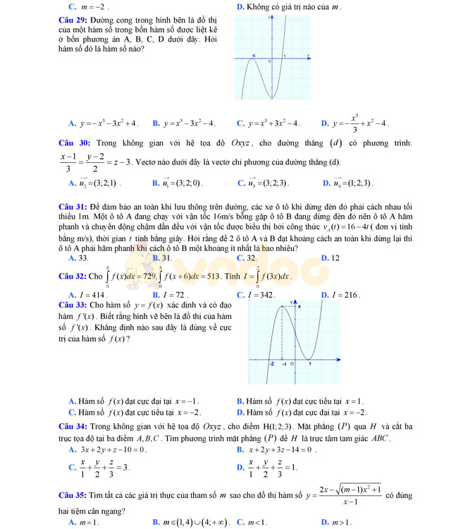 Đề thi thử THPT Quốc gia năm 2017 môn Toán