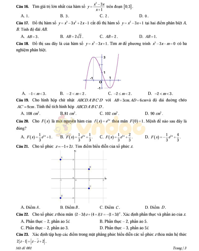 Đề thi thử THPT Quốc gia năm 2017 môn Toán