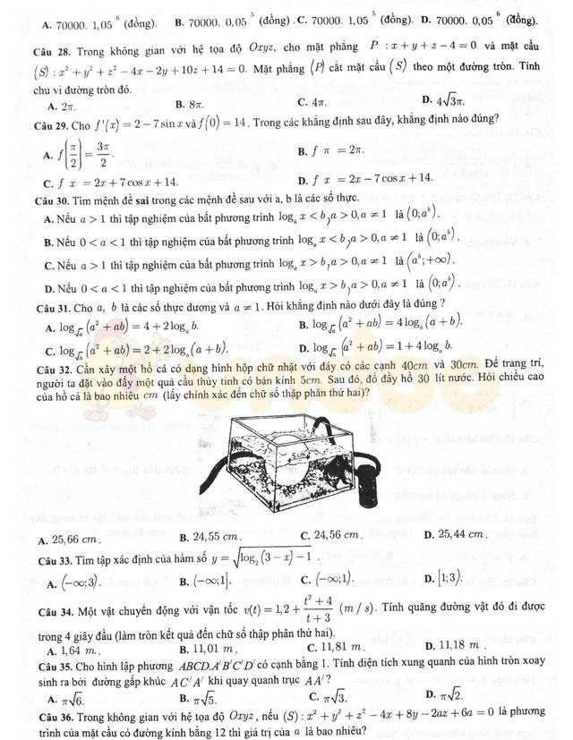 Đề thi thử THPT Quốc gia năm 2017 môn Toán 