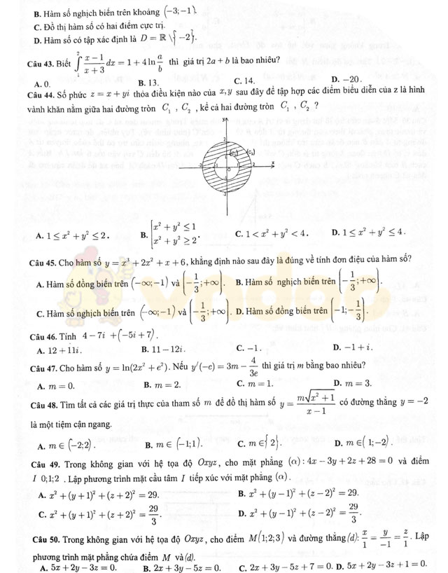 Đề thi thử THPT Quốc gia năm 2017 môn Toán 