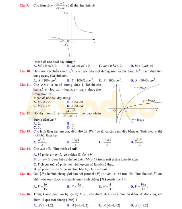 Đề thi thử THPT Quốc gia năm 2017 môn Toán