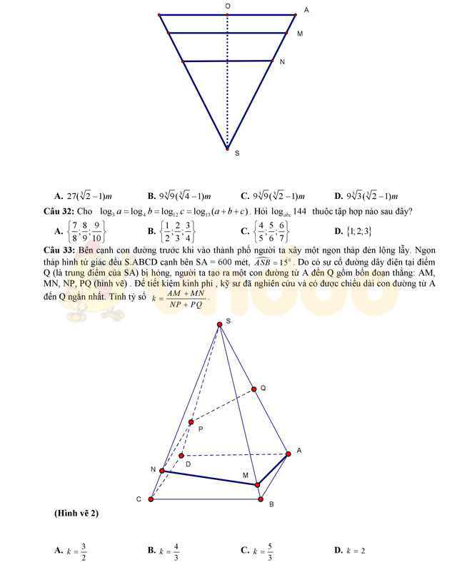 Đề thi thử THPT Quốc gia năm 2017 môn Toán