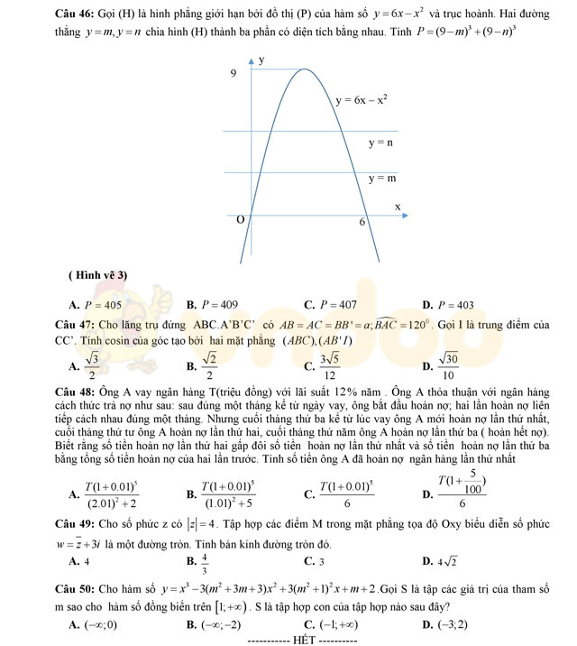 Đề thi thử THPT Quốc gia năm 2017 môn Toán