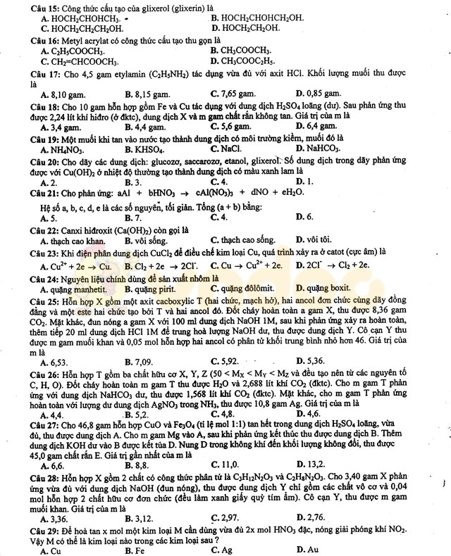 Đề thi thử THPT Quốc gia năm 2017 môn Hóa học