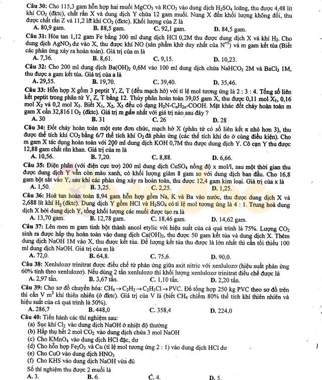 Đề thi thử THPT Quốc gia năm 2017 môn Hóa học