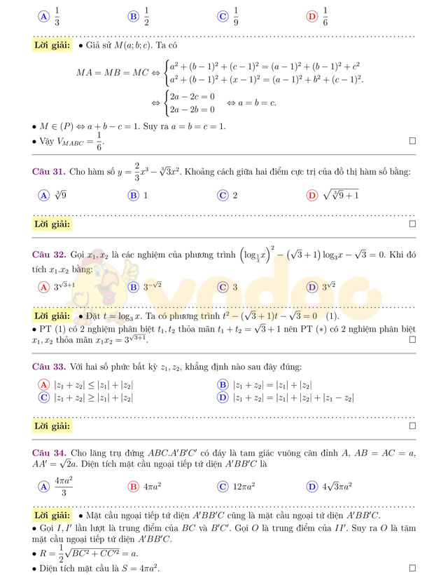 Đề thi thử THPT Quốc gia năm 2017 môn Toán 