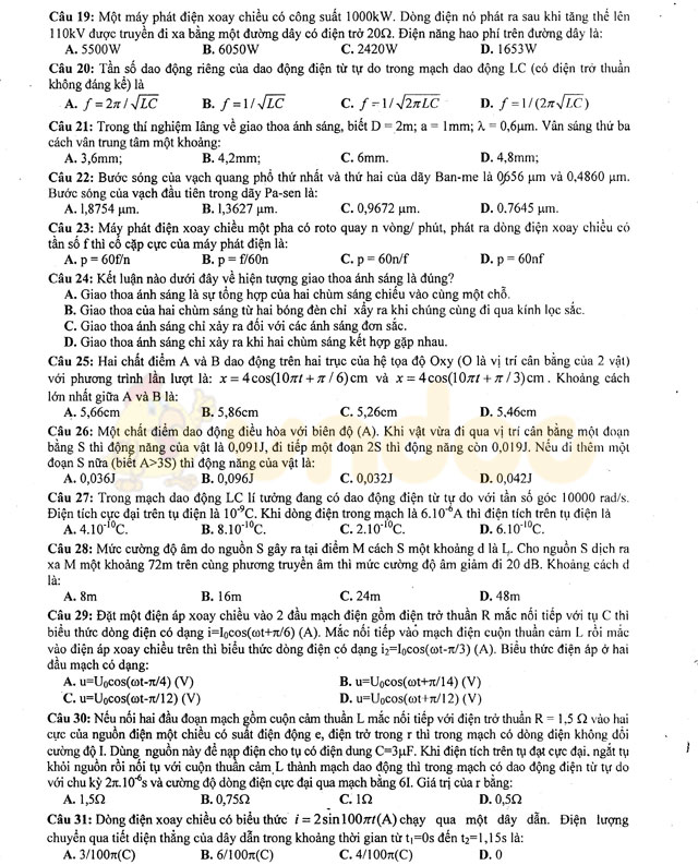 Đề thi thử THPT Quốc gia năm 2017 môn Vật lý 