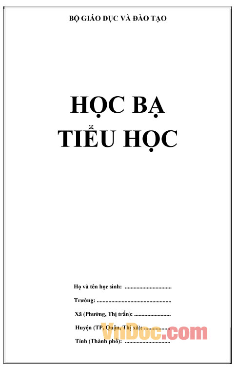 Học bạ mới theo Thông tư 22/2016/TT-BGDĐT Mẫu học bạ mới theo Thông tư 22/2016/TT-BGDĐT