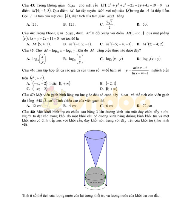 Đề thi thử THPT Quốc gia năm 2017 môn Toán