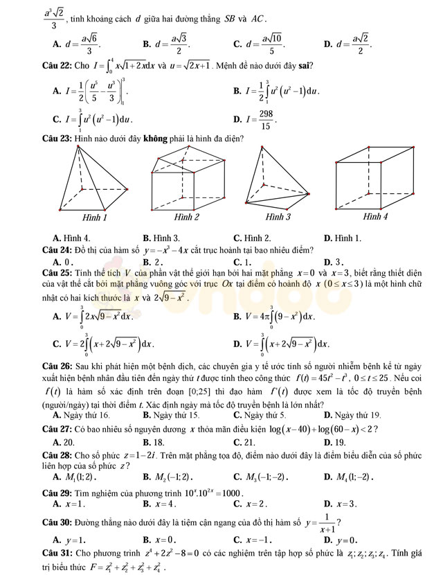 Đề thi thử THPT Quốc gia năm 2017 môn Toán