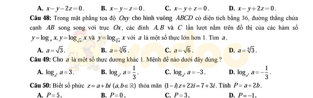 Đề thi thử THPT Quốc gia năm 2017 môn Toán