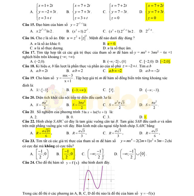 Đề thi thử THPT Quốc gia năm 2017 môn Toán