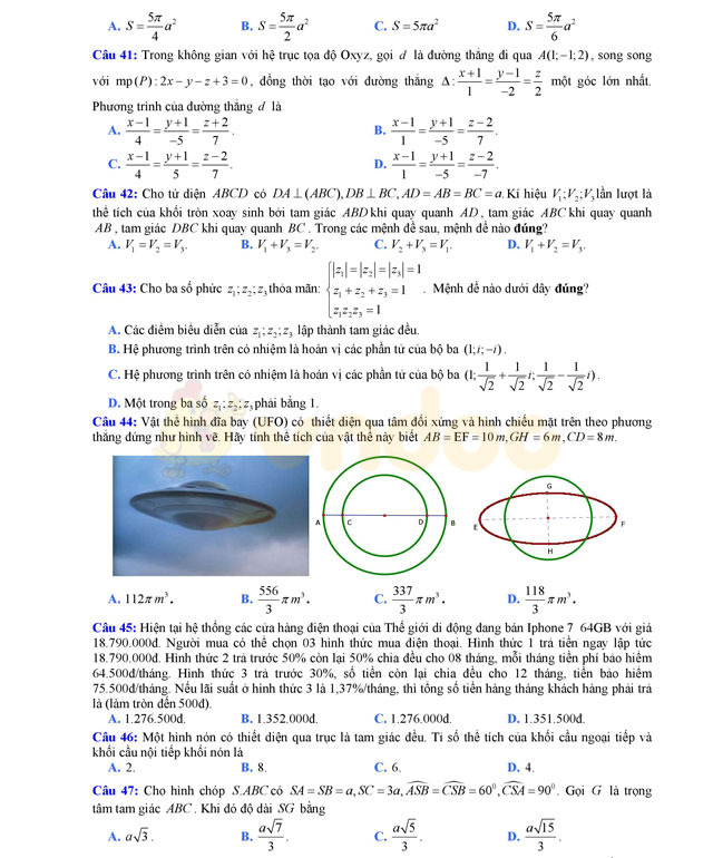 Đề thi thử THPT Quốc gia 2017 môn Toán