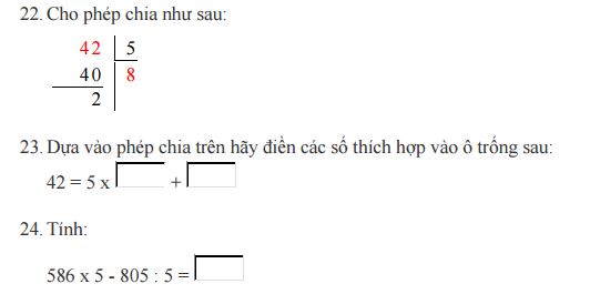 Bài tập Toán chương 2 lớp 3